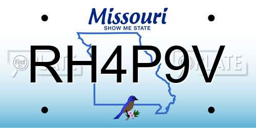 RH4P9V Missouri License Plate