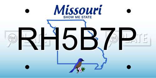 RH5B7P Missouri License Plate