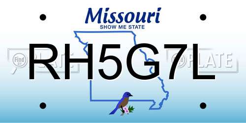RH5G7L Missouri License Plate