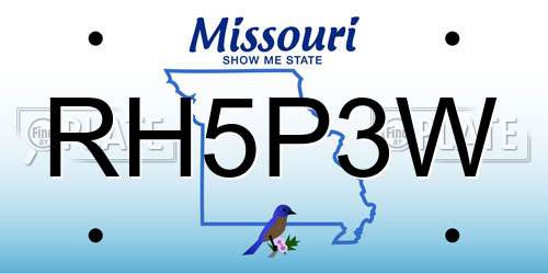 RH5P3W Missouri License Plate