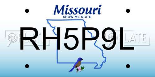 RH5P9L Missouri License Plate
