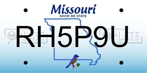 RH5P9U Missouri License Plate