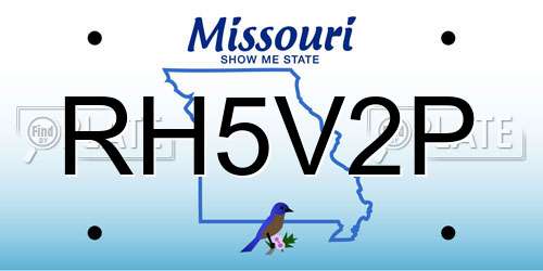 RH5V2P Missouri License Plate