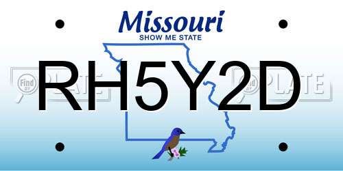 RH5Y2D Missouri License Plate