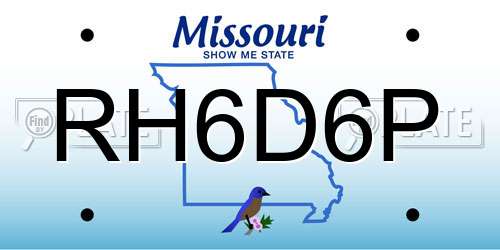 RH6D6P Missouri License Plate