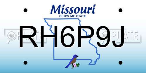 RH6P9J Missouri License Plate
