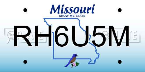 RH6U5M Missouri License Plate