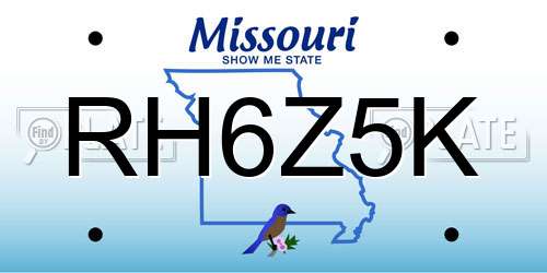 RH6Z5K Missouri License Plate