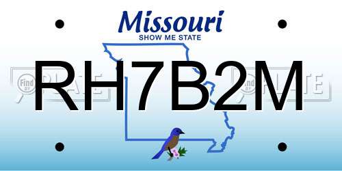 RH7B2M Missouri License Plate