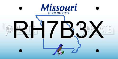 RH7B3X Missouri License Plate
