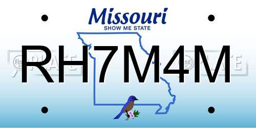 RH7M4M Missouri License Plate