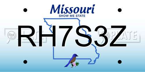 RH7S3Z Missouri License Plate