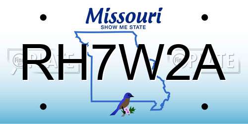 RH7W2A Missouri License Plate