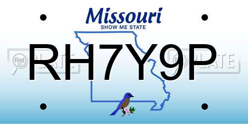 RH7Y9P Missouri License Plate