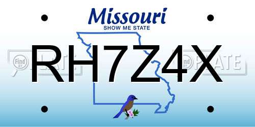 RH7Z4X Missouri License Plate