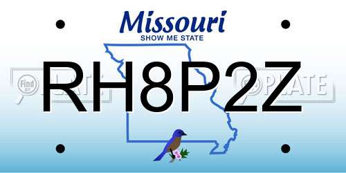 RH8P2Z Missouri License Plate
