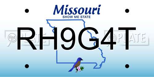 RH9G4T Missouri License Plate