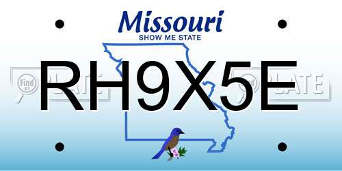 RH9X5E Missouri License Plate