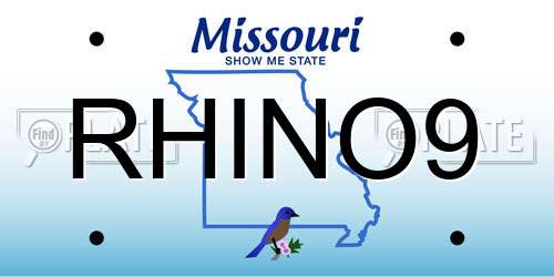RHINO9 Missouri License Plate