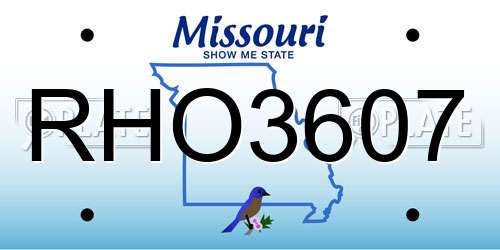 RHO3607 Missouri License Plate