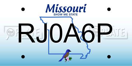 RJ0A6P Missouri License Plate