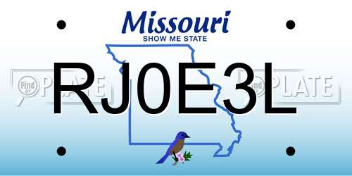 RJ0E3L Missouri License Plate
