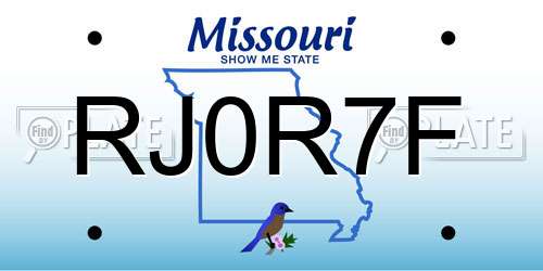 RJ0R7F Missouri License Plate