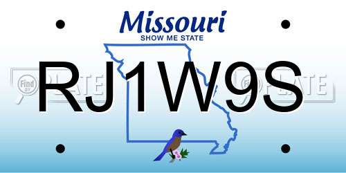 RJ1W9S Missouri License Plate