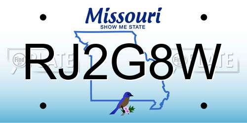 RJ2G8W Missouri License Plate
