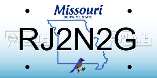 RJ2N2G Missouri License Plate