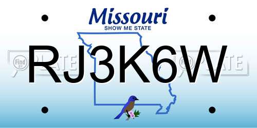 RJ3K6W Missouri License Plate