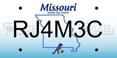 RJ4M3C Missouri License Plate