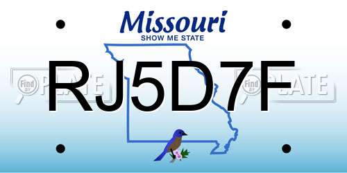 RJ5D7F Missouri License Plate