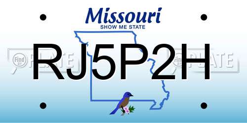 RJ5P2H Missouri License Plate