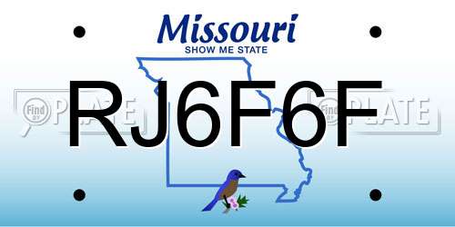 RJ6F6F Missouri License Plate