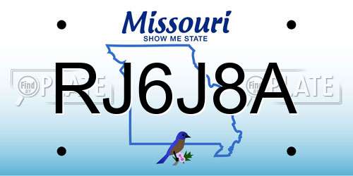 RJ6J8A Missouri License Plate