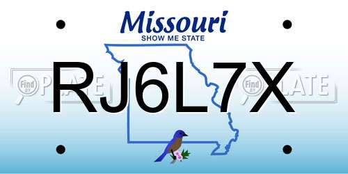 RJ6L7X Missouri License Plate