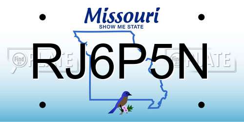 RJ6P5N Missouri License Plate