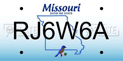 RJ6W6A Missouri License Plate