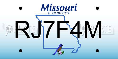 RJ7F4M Missouri License Plate