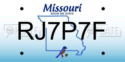 RJ7P7F Missouri License Plate