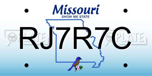 RJ7R7C Missouri License Plate