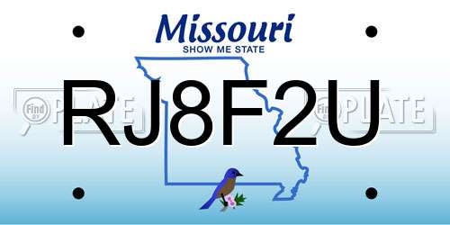 RJ8F2U Missouri License Plate