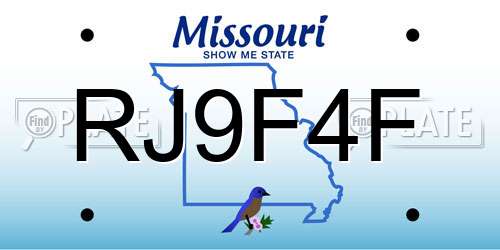 RJ9F4F Missouri License Plate