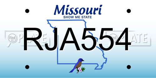 RJA554 Missouri License Plate