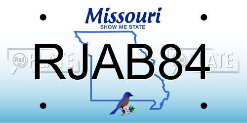 RJAB84 Missouri License Plate