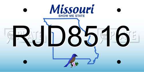 RJD8516 Missouri License Plate