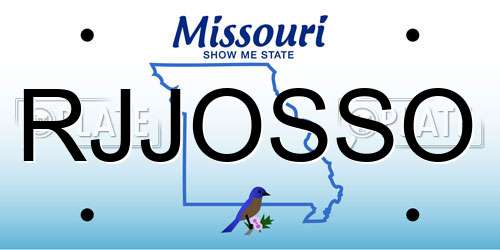 RJJOSSO Missouri License Plate