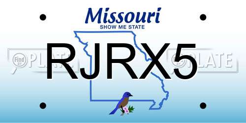 RJRX5 Missouri License Plate