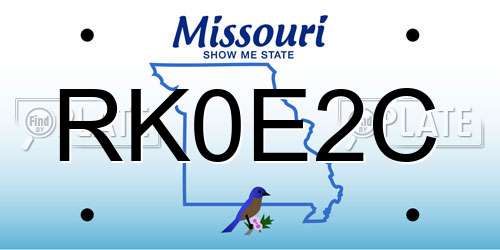 RK0E2C Missouri License Plate